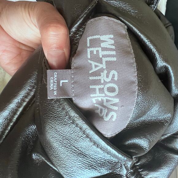 WILSON Leather Faux Lined Hooded Jacket Women's L Winter Coat Full Zip Outdoors - Picture 8 of 9